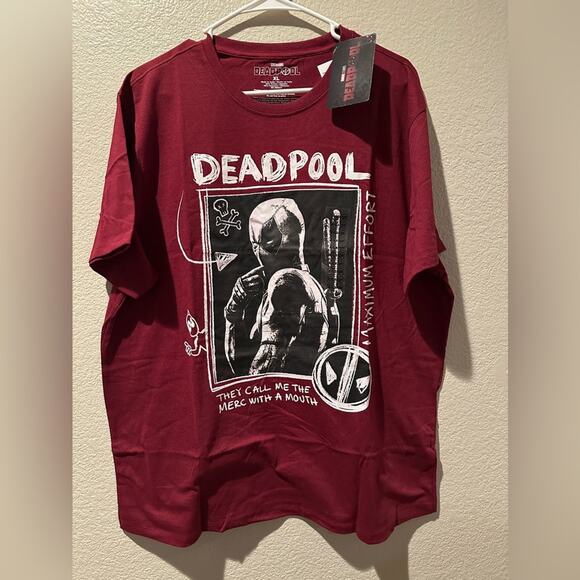 NWT Disney Marvel Deadpool Merc w the mouth maximum effort tee M L XL - Picture 1 of 3